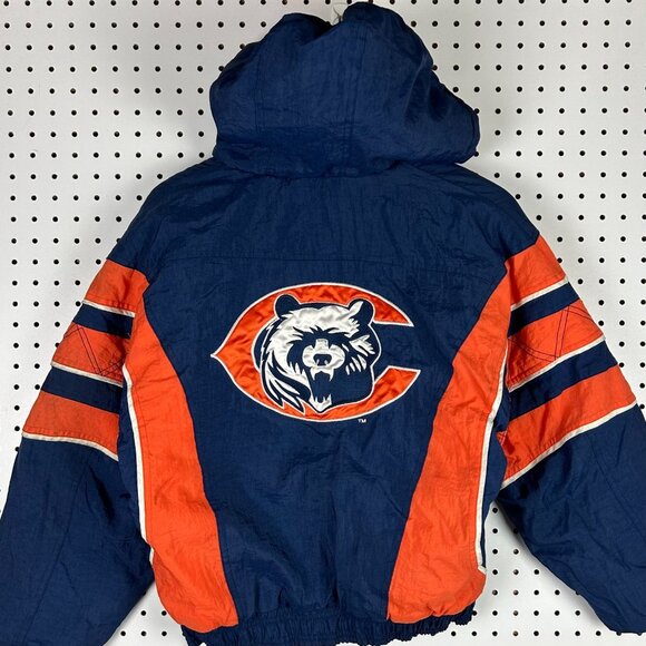 Chicago Bears Youth Starter Jacket Medium Puffer 90s Vintage NFL Blue Half Zip - Picture 2 of 8